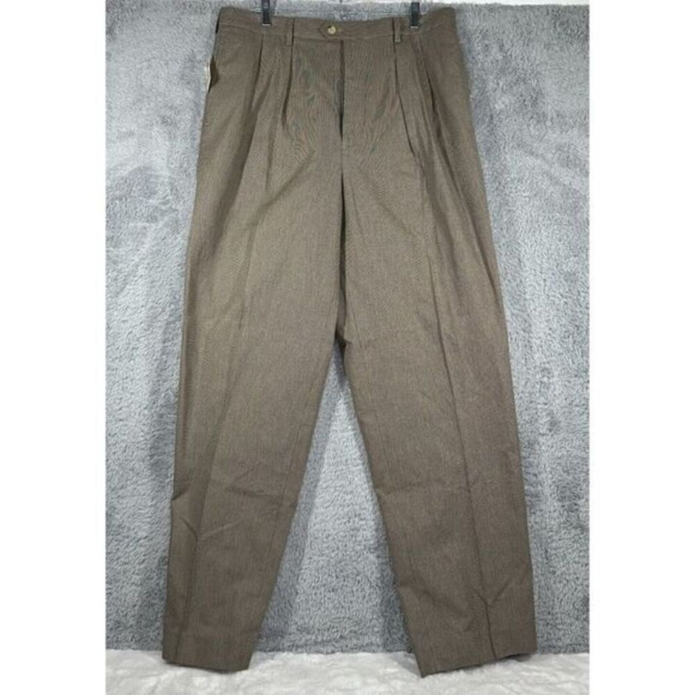 New Vintage Tommy Hilfiger Dalton  Pants‎ Mens 36x34 Brown Pleated Khakis Casual